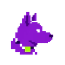 Irwin Casino Logo - pixeliger violetter Maskot-Hund